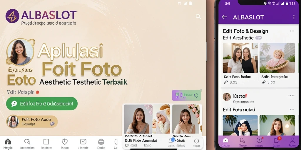 Screenshot aplikasi ALBASLOT menampilkan antarmuka pengeditan foto yang menarik.