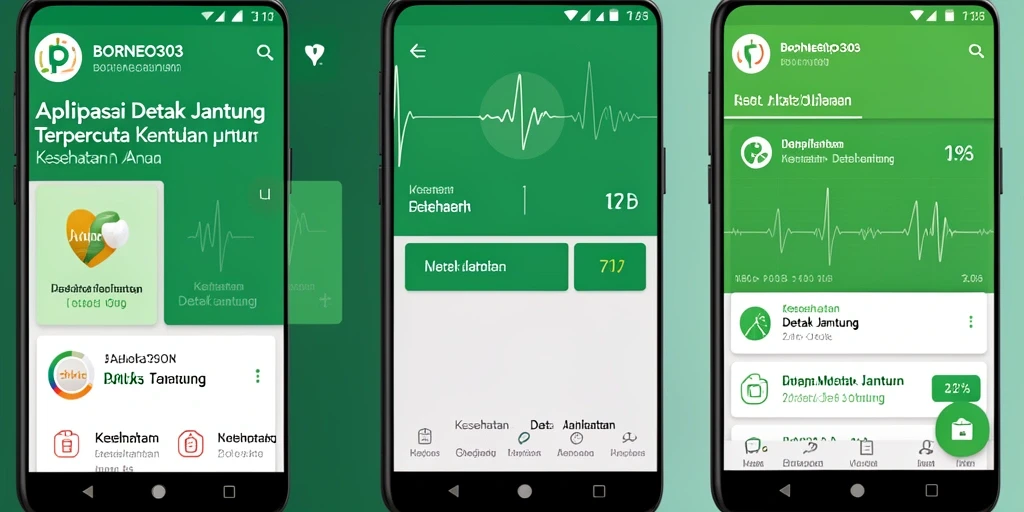 Screenshot BORNEO303 menampilkan antarmuka pemantauan detak jantung yang informatif.