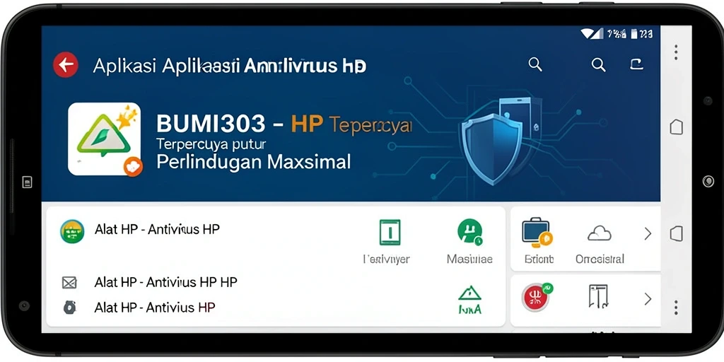 Antarmuka BUMI303 dengan fitur pemindaian antivirus yang mudah diakses.