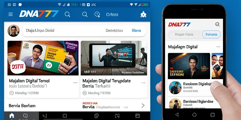 Antarmuka modern aplikasi Majalah Digital DNA777.