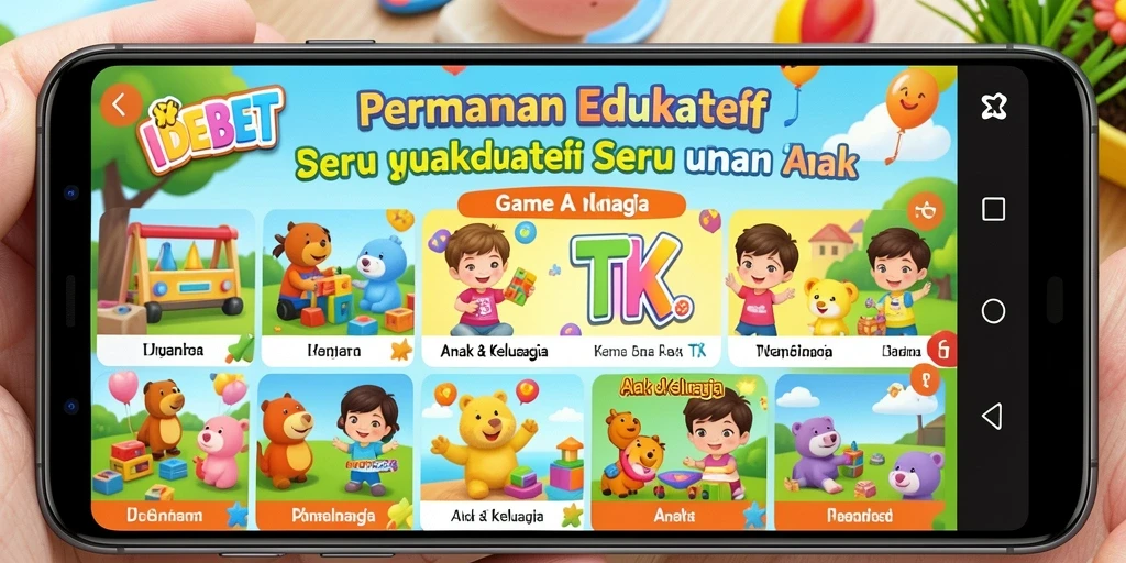 Tampilan antarmuka pengguna IDEBET yang menarik dan ramah anak.