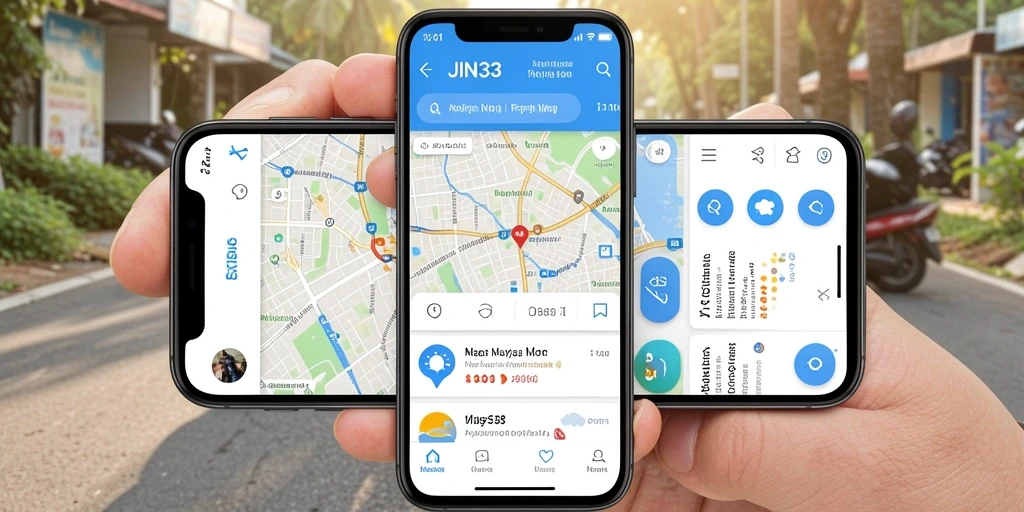 Antarmuka JIN33 menampilkan peta navigasi motor yang jelas dan informatif.